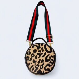 Circular Animal Print Design Crossbody, Top Handle, or Shoulder Handbag